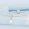 BSC744 Sterling Silver S925 Four Leaf Clover Pearl Zirconia Bracelet Pendant