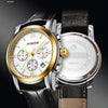 OCHSTIN 6097B Multifunctional Quartz Waterproof Luminous Men Leather Watch(Gold+White+Black)