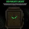 BINBOND B4143 Rectangular Outdoor Men Waterproof Quartz Watches(Black Leather-White Steel)