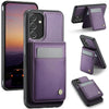For Samsung Galaxy A34 5G JEEHOOD J06 British Style RFID MagSafe Card Bag PU Phone Case(Purple)