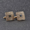 Classic Luxury Rhinestone Crystal Square Custom Enamel Men Cufflink Male French Shirt Cuff links Wedding(Light Yellow Gold Color)