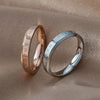 Fashion Simple Narrow BE THECHANGE Ring Electroplated 18k Titanium Steel Couple Ring, Size: 6 US Size(Rose Gold)