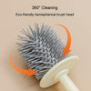 3 In 1 No Punch Wall Mounted Toilet Brush Household TPR Bristles Bathroom Cleaning Brush With Base(Cream)