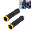 OQSPORT 2 PCS Bike Hand Grips Bilateral Lock Straight Barrel MTB Bicycle Anti-slip Handlebar Grips(Gold)