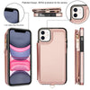 For iPhone 11 Pro Max Double Flap Zipper RFID Leather Phone Case with Short Lanyard(Rose Gold)