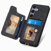 For Samsung Galaxy S25 5G Retro Skin-feel Ring Multi-card Wallet Phone Case(Black)