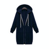 Women Hooded Long Sleeved Sweater In The Long Coat, Size:M(Navy Blue)