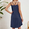 Women Summer Round Neck Halter Loose Sleeveless Dress, Size: S(Navy)