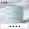 3pairs Elastic No Tie Shoelaces Metal Lock Dazzling Color Laces 100cm(Silver Green)