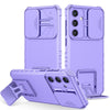For Samsung Galaxy S25 5G Stereoscopic Holder Sliding Camshield Phone Case(Purple)