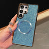For Samsung Galaxy S24 5G Electroplating PC Glitter Grain MagSafe Phone Case(Blue)