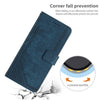 For Samsung Galaxy A36 5G Skin Feel Stripe Pattern Leather Phone Case with Long Lanyard(Blue)