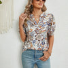 Women V-neck Loose Short-sleeved Printed T-shirt Top, Size: XL(Orange Cashew)