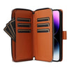 For iPhone 14 Pro Max Nine-card Slots Zipper Wallet Bag Leather Phone Case(Brown)