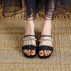 Silk Mesh Pearl Outerwear Crystal Mid-heel Sandals Sippers, Size: 37(Black)