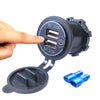 Car Motorcycle Modified Charger Double Aperture 4.2A With Touch Switch USB Car Charge(Blue Light)