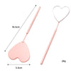Stainless Steel Heart Shaped Grafting Eyelashes Inspection Mirror Beauty Tool(Girl Pink)