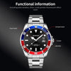 OCHSTIN 7019E Multifunctional Quartz Waterproof Luminous Steel Strap Men Watch(Blue Red+Silver)