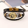 2 PCS Couple Lovers Jewelry Leather Braided Constellation Detail Hand Chain Bracelet, Size: 21*1.2cm