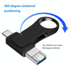 16GB USB 3.0 + 8 Pin + USB-C / Type-C 3 in 1 Mobile Computer Metal U-Disk(Black)