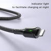 YESIDO CA97 2.4A USB to 8 Pin Braided Charging Data Cable with Indicator Light, Length:1.2m(Black)