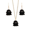 Halloween Jewelry Alloy Ghost Earrings Necklace(Black Earrings+Necklace)