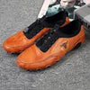 Spring And Summer Men Casual Octopus Peas Lazy Shoes Breathable Leather Shoes, Size: 42(Brown)