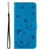 For Samsung Galaxy A26 5G Global Cat Bee Embossing Pattern Shockproof Leather Case(Blue)