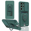 For Samsung Galaxy S25 Ultra 5G Sliding Camshield Magnetic Card Holder Silicone Phone Case(Dark Night Green)