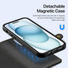 For iPhone 15 DUX DUCIS Lawa Series 2 in 1 Wallet Zipper Detachable MagSafe Phone Case with Lanyard(Black)