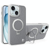 For iPhone 15 Plus Carbon Fiber MagSafe Holder Phone Case(Grey)