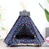 Small Canvas Pet Tent Bed with Cushion, Navy/Red Star, 40x40x50cm