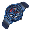 SANDA 1062 360 Degree Hollow Spinning Dial Mesh Strap Quartz Watch for Men(Blue)