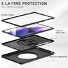 For Samsung Galaxy Tab S7 FE 12.4 inch T730 360 Degree Rotation PC+TPU Protective Cover with Holder & Hand Strap(Black)