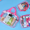 Portable Travel Zip Look PVC Bags Waterproof Transparent Makeup Storage Bag, SIZE:3Pcs Set(Pink)