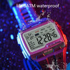 SYNOKE Square Sarge Screen Display Luminous Multifunctional Outdoor Men Sports Watch Digital Watch(Upgraded Version Blue)