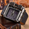 Oulm 3364 Men Square Dial Leather Belt Quartz Watch(Blue)