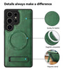For Samsung Galaxy S24 Ultra 5G Multi-function Holder MagSafe PU Phone Case(Green)