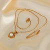 OPK GX2428 Vintage Stainless Steel Peach Heart Pendant Temperament Collarbone Necklace