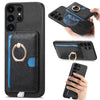 For Samsung Galaxy S23 Ultra 5G Retro Cross Leather Ring Side Insert Card Bag MagSafe Phone Case(Black)