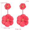 1 Pair Boho Style Earrings Alloy Flower Long Earrings(Pink)
