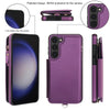For Samsung Galaxy S23+ 5G Double Flap Zipper RFID Leather Phone Case with Short Lanyard(Dark Purple)