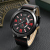 SOKI Men Business Alloy Quartz Watch Jewelry Set(Black Red)