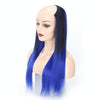 Wig Half Headgear Long Straight Hair U-Shaped Wig Headgear, Colour: 3. Black Gradient Sapphire Blue