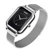 SKMEI 9207 Fashion Creative Simple Watch Men Magnetic Buckle Mesh Belt Steel Belt Couple Quartz Watch(Silver Black)