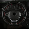 38cm Four-Season Embossed Hand-Sewn Cowhide Steering Wheel Cover(Brown)