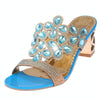 Fashion Thick Heel Rhinestone Fish Mouth Slippers, Size:39(Sky Blue)