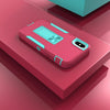 For iPhone XS Max Magnetic Holder Phone Case(Rose Red + Blue-green)