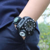 Outdoor LED Flashlight Wrist Watch With Compass Night Running Silicone Lighting Lamp(Black)