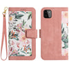 For Samsung Galaxy A22 5G Floral Pattern Leather Phone Case with Lanyard(Pink)